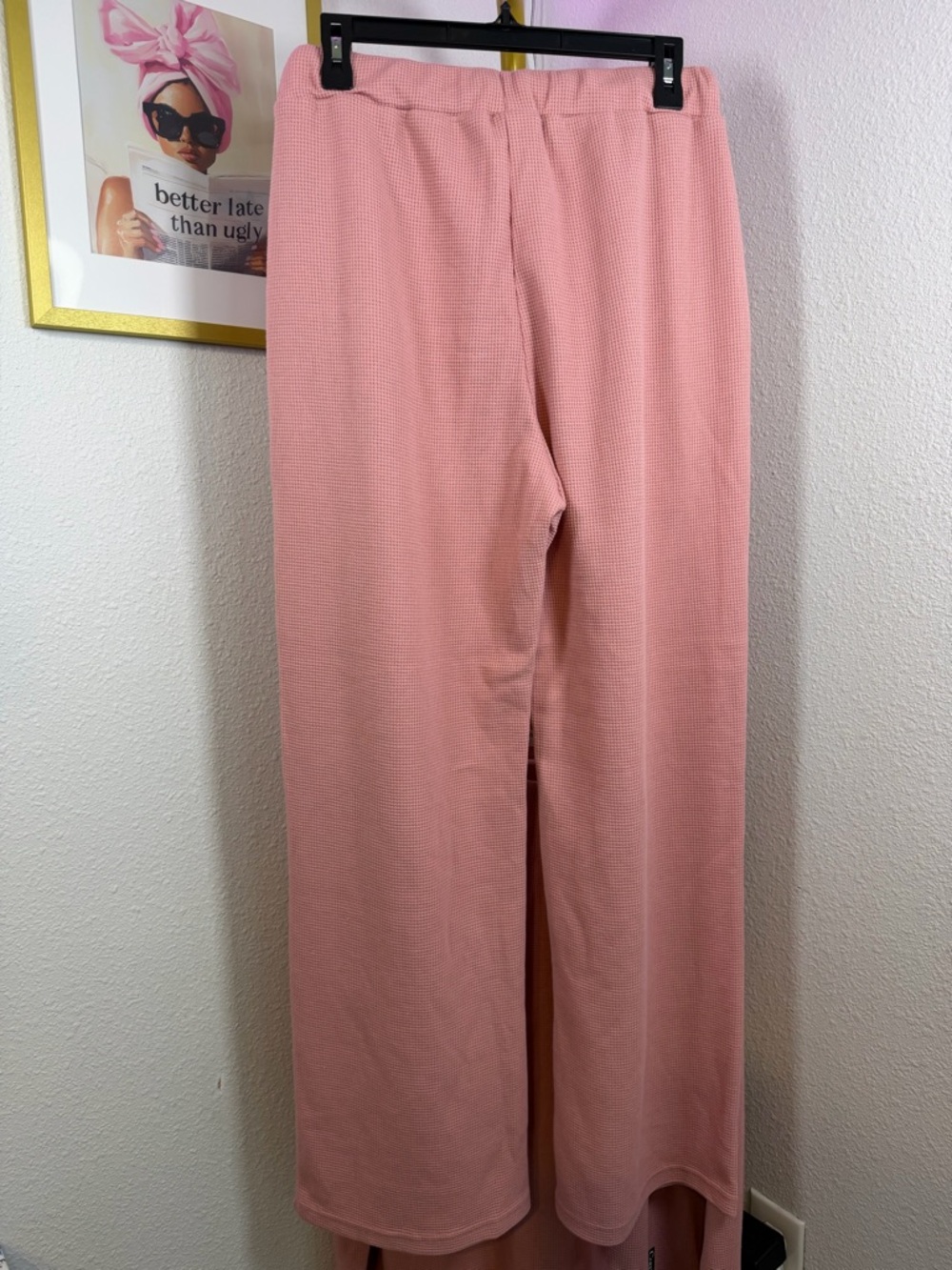 Comfrt Waffle Knit Lounge Set Pink NWT Women’s Large - Picture 8 of 9